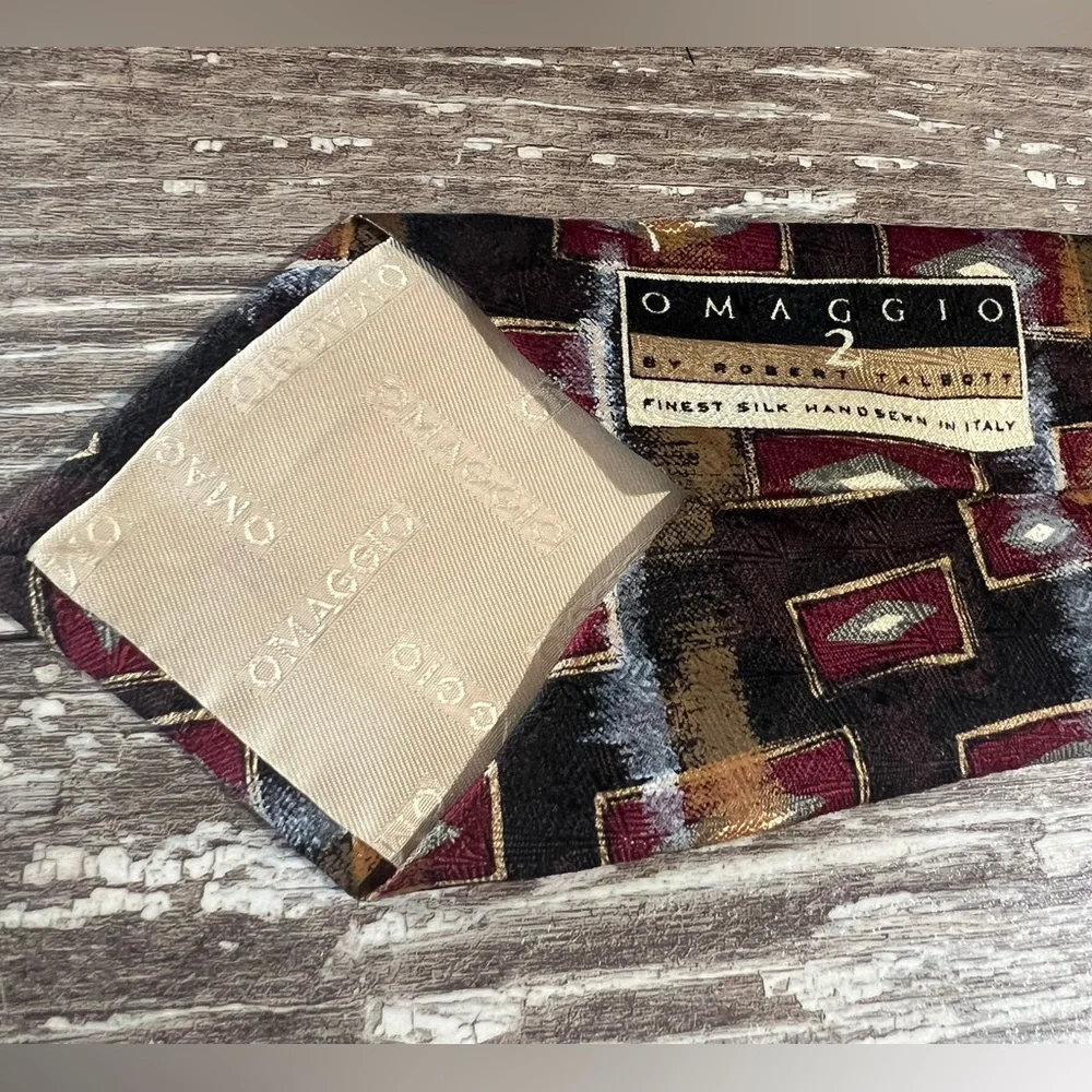 Robert‎ Talbott Omaggio 2 necktie men’s formal business tie vintage print silk